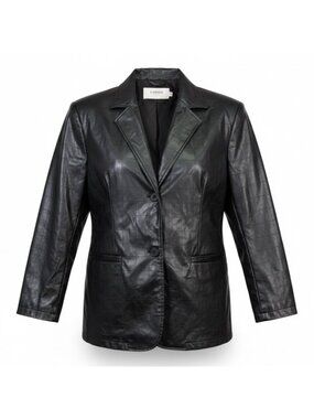 4th & Reckless Womens Black Faux Leather Croc-Embossed Blazer Jacket Size XXL